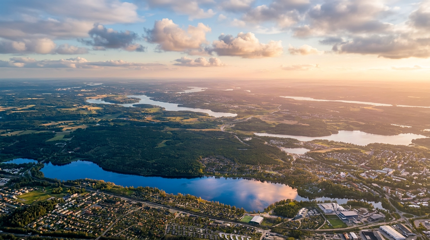 Flygvy över Norrviken-sjön